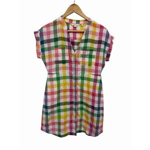 Boden Linen Dress Mini Evie In Iguana Party Pink Gingham Preppy Size 2 Petitie